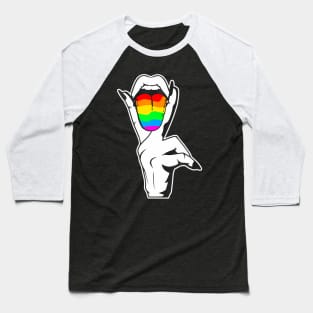 Gay Pride LGBT Lesbian Tongue Baseball T-Shirt